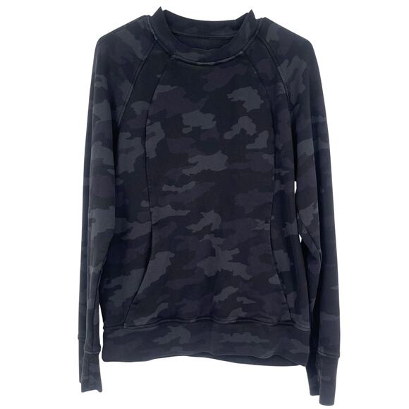 Lululemon Scuba Crew Neck Sweatshirt Heritage 365 Camo Deep Coal Multi Size 12 - Picture 5 of 10